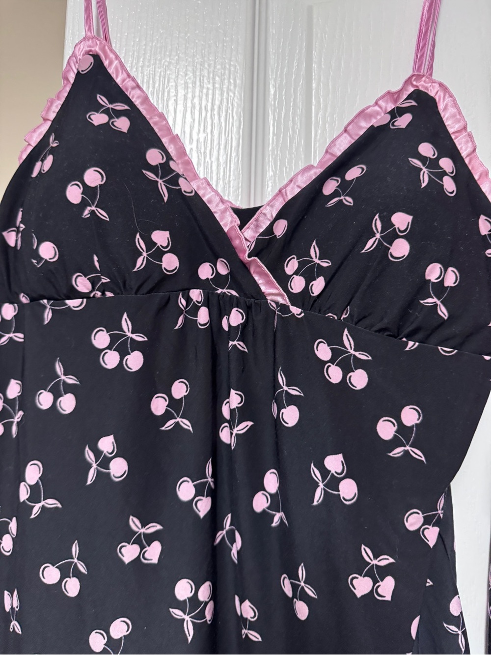 Women’s Black & Pink Cherry-Print Pajama Set - Picture 2 of 6